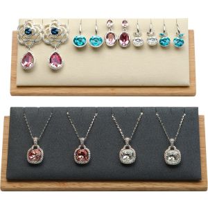 Oirlv Bông tai gỗ trưng bày Vòng cổ đứng hộp đựng chia ngăn trang sức mặt dây chuyền lưu trữ khay SM039