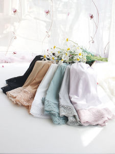 Plus Size Lace Ladies Boxers Safety Pants Mid-Waist Ice Silk Shorts for Youth Female Pure Color Sweet Style