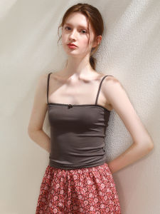 XEXZ | Lcellose Fiber Ice Silk Cool Feeling Strap Vest Nightgown French Lace Sweet Casual Home Wearable Inner Match Outerwear