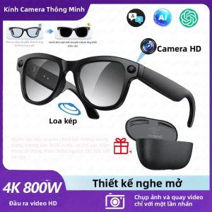 Kính Thông Minh Camera HD 800W Với Bộ Nhớ 32GB Chụp Ảnh 1080P Hỗ Trợ Giọng Nói AI Nghe Nhạc Pin 3600mAh Hộp Sạc Bluetooth 5.3