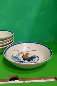 Set 5 dĩa ăn cơm lòng sâu 20 cm hàng vẽ tay thủ công ( gốm sành)
