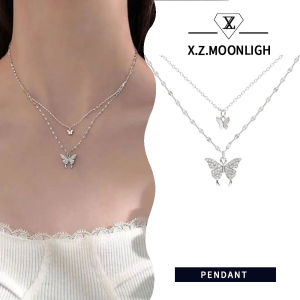 จี้เพชรรูปผีเสื้อขายดีที่สุดสร้อยคอคู่ที่เรียบง่ายชั้น X.z. จี้เพชรกางเกงรัดรูปไม่ซีดจาง