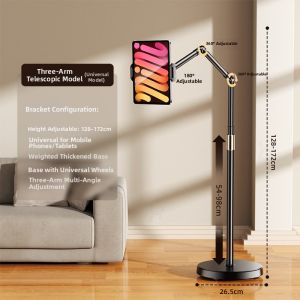 RQZN | Live Stream Overhead Shooting Mobile Phone Tablet Floor Stand 360 Degree Rotatable