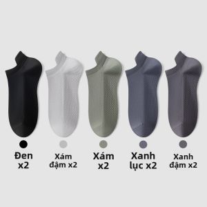 MiiOW | Tất thể thao nam màu trắng MiiOW mùa hè mỏng bằng cotton nguyên chất thấm hút mồ hôi chống mùi kháng khuẩn tất ngắn màu đen