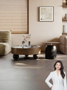 Pashaman | Retro Round Wooden Coffee Table