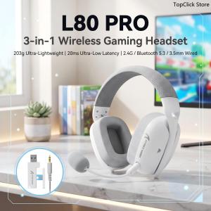 ATTACK SHARK | ATTACK SHARK L80PRO Tri-Mode Wireless Gaming Headset Bluetooth 2.4G Mic for PC PS5 Xbox