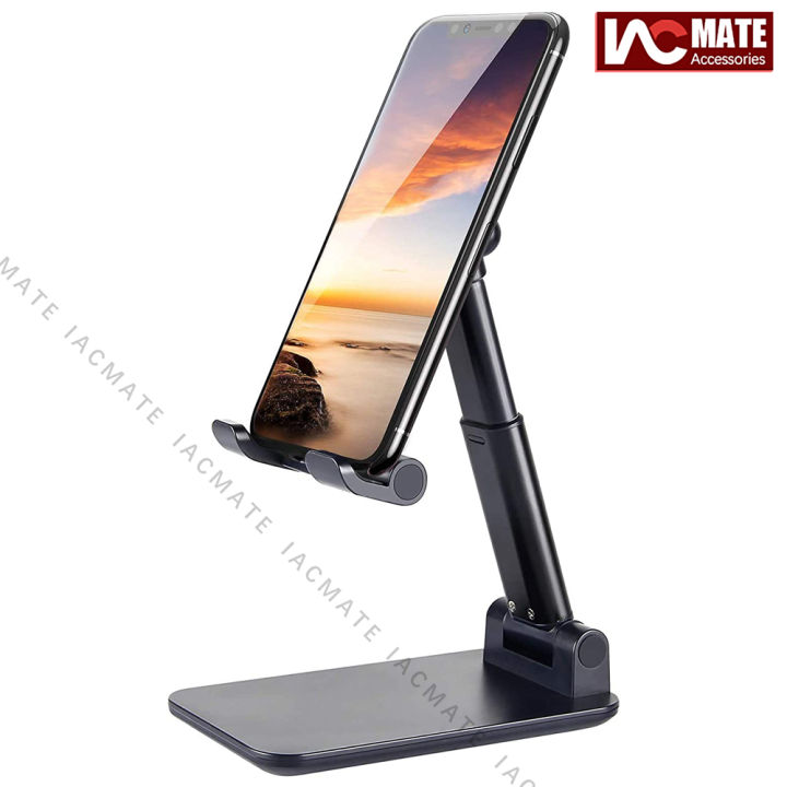 Phone Stand for Desk, Foldable Portable Adjustable Tablet Cell Phone Holder  Charging Dock Cellphone Holder Office, Sturdy Mobile Stand Hand Metal