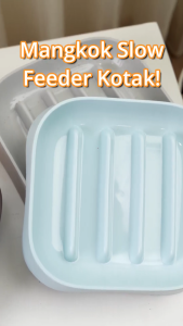 Hobilic Slow Feeder Bowl Mangkok Makan Anjing Lucu Anti Tersedak Model Kotak Garis