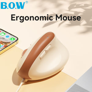 BOW Wired Ergonomic Mouse M190U PRO Quiet Button Vertical Mice 800 1200 2400 3200 adjustable 4-level DPI For Computer Laptop