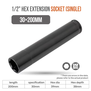Hi-Spec | 1/2 Inch Drive Extra Deep Impact Socket Set Long Head Hex Spanner Wrench for Electric Air Pneumatic Auto Mechanic Repair Tools