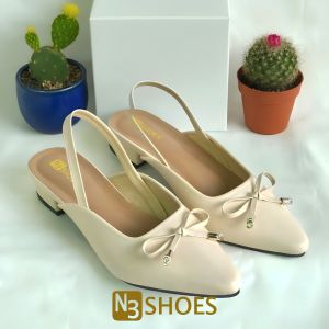 N3 Shoes Bustong Wanita Permata Bambu Sepatu heels 3cm Kekinian Elegan