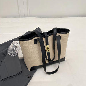 Large Capacity Canvas Tote Bag Womens Stylish Shoulder Bag Commuter Bag Vintage Autumn Winter New Style Simple Quality