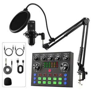 Podcast equipment set with voice changer podcast mixer with BM800 microphone suitable for podcast recording live broadcast
