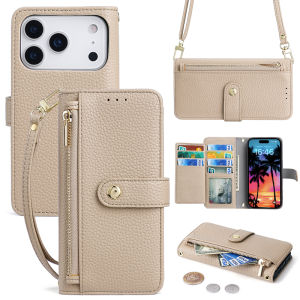 szhaiyu | Crossbody Wallet Case Bumper for iPhone 18 Pro Max 17 16 15 14 13 12 Pro Strap Leather Case Kickstand Card Cash Shockproof Cover