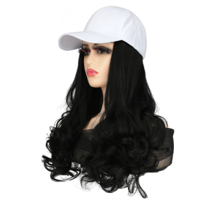 Fashion Hat Hair Extensions Long Ladies Curly Wavy Hair Wig Hat Connected Head Cover Synthetic Peaked Cap Wig For Women