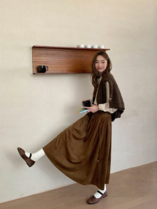 NIHAOKANONG | Chân Váy Dài A-Line Cao Waisted Giảm Béo
