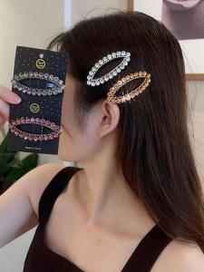 Womens Water Diamond Hair Clips Side Bangs Forehead One Word Clip Hair Accessories Stylish Fresh out Korean Style Alloy