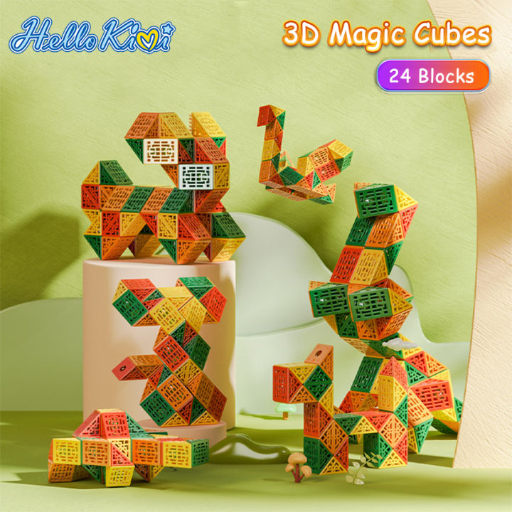 HelloKimi Magic Ruler Snake Cubes Hollow Twist Puzzle Toys 24/48