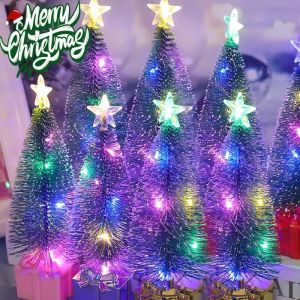 Mini LED Christmas Tree Lamp Colorful Glowing Cedar Night Lights DIY Desktop Ornaments For Xmas New Year Party Home Decor 18/22/28/32cm