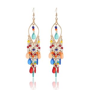Multi Layer Water Drop Long Earrings Women Creative Bohemian Rice Beads Tassel Earrings Beach Resort  Earring for Women Girl Jewellery