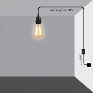 2m-3m Lamp Bases Universal With Switch Led Bulb Socket Adapter Screw Hanging Lamp Holder Accessories Tools UK Plugs Suspension