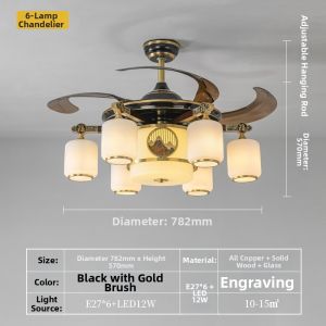 VOGUE | New Chinese Style Ceiling Light Solid Brass and Walnut Wood