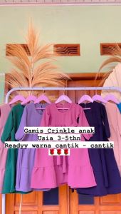 Baju Muslim Gamis Anak Perempuan Usia 3Tahun 4Tahun Cewek Bahan Crinkle Air Flow Halus Silk Premium