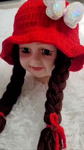 หมวกไหมพรม หมวกกันหนาวเด็ก พร้อมส่งจากไทย ผมเปีย ถักมืองานแฮนเมดโดยแม่ค้าเอง