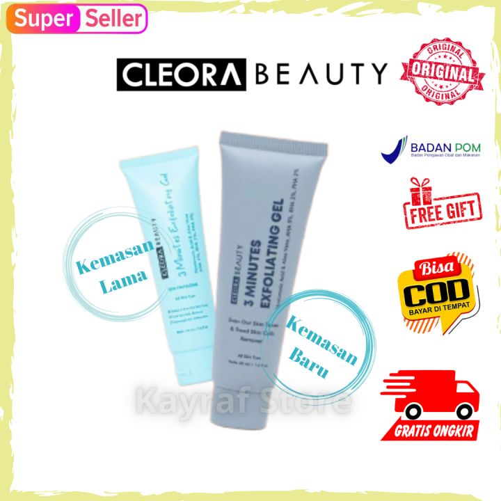 Cleora Beauty 3 minutes Exfoliating Gel / Gel pengangkat sel kulit mati perontok daki dan Alat Pembersih wajah