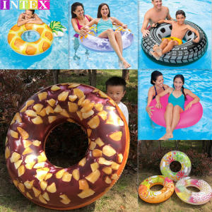 INTEX Adult Thickened Inflatable Swimming Ring Life Saving Pineapple Shaped Solid Color for Photography And Performance