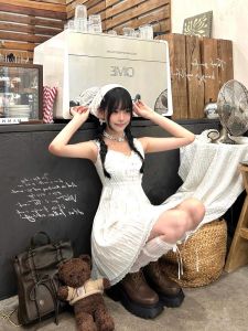 Váy Mùa Hè Màu Trắng Thanh Lịch Cho Nữ Váy Chữ a Không Tay Váy Dài Đến Đầu Gối Váy Xếp Ly Váy Công Sở Váy Chữ A Váy Dài