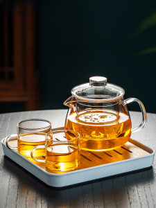 Glass Teapot Single Teapot High Temperature Resistant Thickened Tea Water Separation Kettle Boiling Scented Tea Household Teapot Tea Set Suit