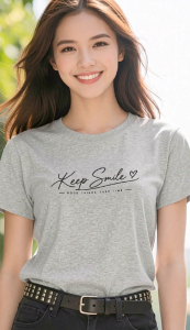Áo thun nữ cổ tròn An Phúc – In chữ Keep Smile - vải cotton 4 chiều mềm mịn thoáng mát thấm hút mồ hôi