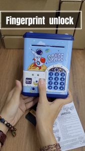 Kids Digital Money Saving Box Children Piggy Bank Password Fingerprint Tabung Kanak Cartoon Music 小孩存钱罐