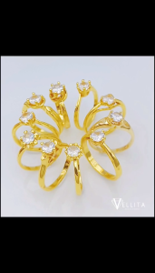 [VJ]Cop916 Ring “Single Diamond” 999.9 Gold Plated Cubic Zirconia Persist916 #C6 Variety Design <Cincin Permata Nikah>