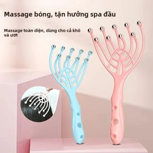 Máy Massage Cầm Tay 1 Chiếc Với Lược Lăn 5 Ngón Tay Cho Da Đầu Và Cổ 9 Đầu Bi Thép Giúp Thư Giãn Chăm Sóc Tóc Và Giảm Stress