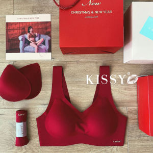 Seamless Lace Sports Bra Womens New Year Red Vest Kissy Underwear Nylon Fabric Fixed Strap No Fastening Full Cup Leotard Style