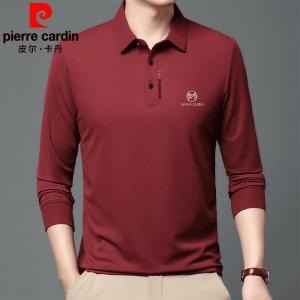 Pierre Cardin Mens Mulberry Silk Polo Shirt Plus Size Fashion Polo Collar Silk Undershirt Sweater Dad Wear T-Shirt