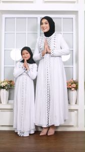 Abiyyuco TA9020P | Abaya Turkey Anak Remaja dan Dewasa khusus warna Putih Gamis Turki terbaru mewah