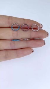 1Pc G23 Titanium 6-12mm Opal Nose Ring Hoop Septum Clicker Hinged Segment Ear Cartilage Tragus Helix Lip Piercing Body Jewelry