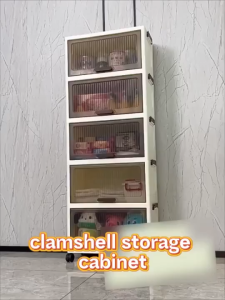 Hearra Foldable Plastic Storage Cabinet with Flip Drawer Top Storage Box Baby Clothes Toys Wardrobe