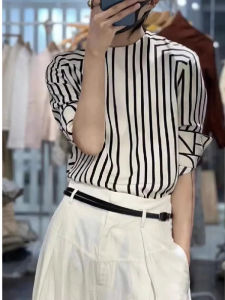 Elegant Spring New Fashionable French Style Stripe Shirt