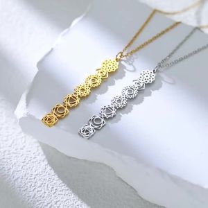 Màu Vàng Thép Không Gỉ Luân Xa Mặt Dây Chuyền Vòng Cổ Cho Nữ Yoga Thiền Bùa Hộ Mệnh Áo Len Dây Chuyền Hợp Thời Trang Hình Học Trang Sức