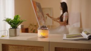 Lava Volcano Humidifier With Diffuser Humidifier Essential Oil Diffuser Aroma Flame Volcano Humidifier Ultrasonic Essential Oil