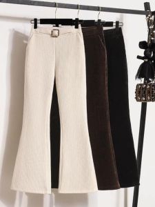 Small Thickened Chenille Bootcut Trousers Female Fall and Winter New Arrival Elegant Slimming Trousers High Waist Draped Casual Pants Fashion