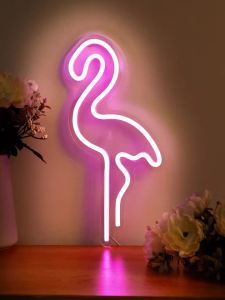 Chi-buy LED Neon Flamingo USB Powered Neon Signs Night Light 3D Wall Art Bedroom Living Room Decor Lamp Signs,Suitable for