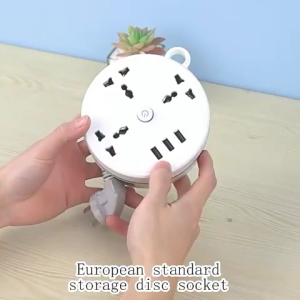 Power Extension Socket UK 3-pin Plug 3 AC Universal with 3 USB Ports 2M Cord Extension Round White Electric Sockets