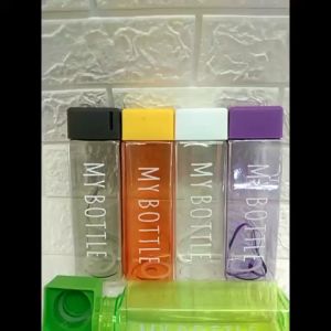 Botol Minum Kotak 500ml Aesthetic My Bottle Korean Tali Tumbler Souvenir Plastik Wadah Minum Tempat Minum Air Putih BPA Free Botol Persegi Bening Transparan
