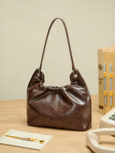 Josiny | Stylish Commuter Brown Ruched Cloud Shoulder Bag