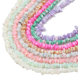 ลูกปัดเปลือกหอยธรรมชาติ 7-8มม 110ชิ้น สำหรับ DIY คอมือสร้อยคอ ประดับทำสร้อย